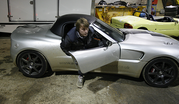 An old pic of Neil getting out of the Murtaya with the hardtop on.  (Photo by Mark Sansby)