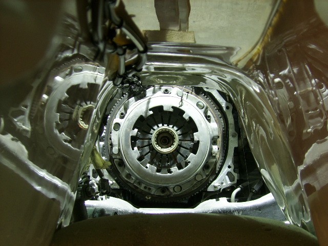 And another; I thought that you might like this shot that Tim took earlier today looking down the transmission tunnel at the clutch and flywheel. I liked it!
